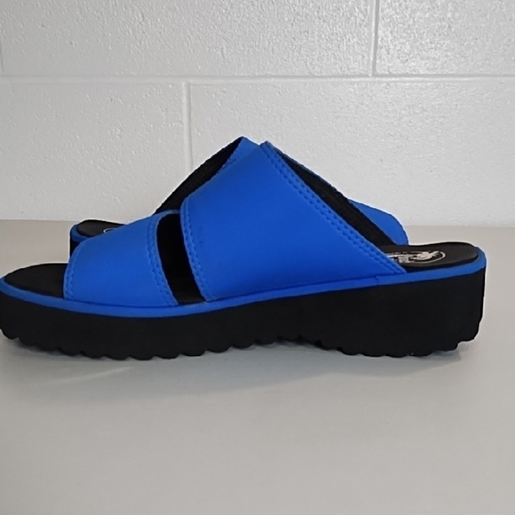 Vibrant Blue 90's Slide Sandals Platform Beach Club Seychelles - Picture 8 of 12